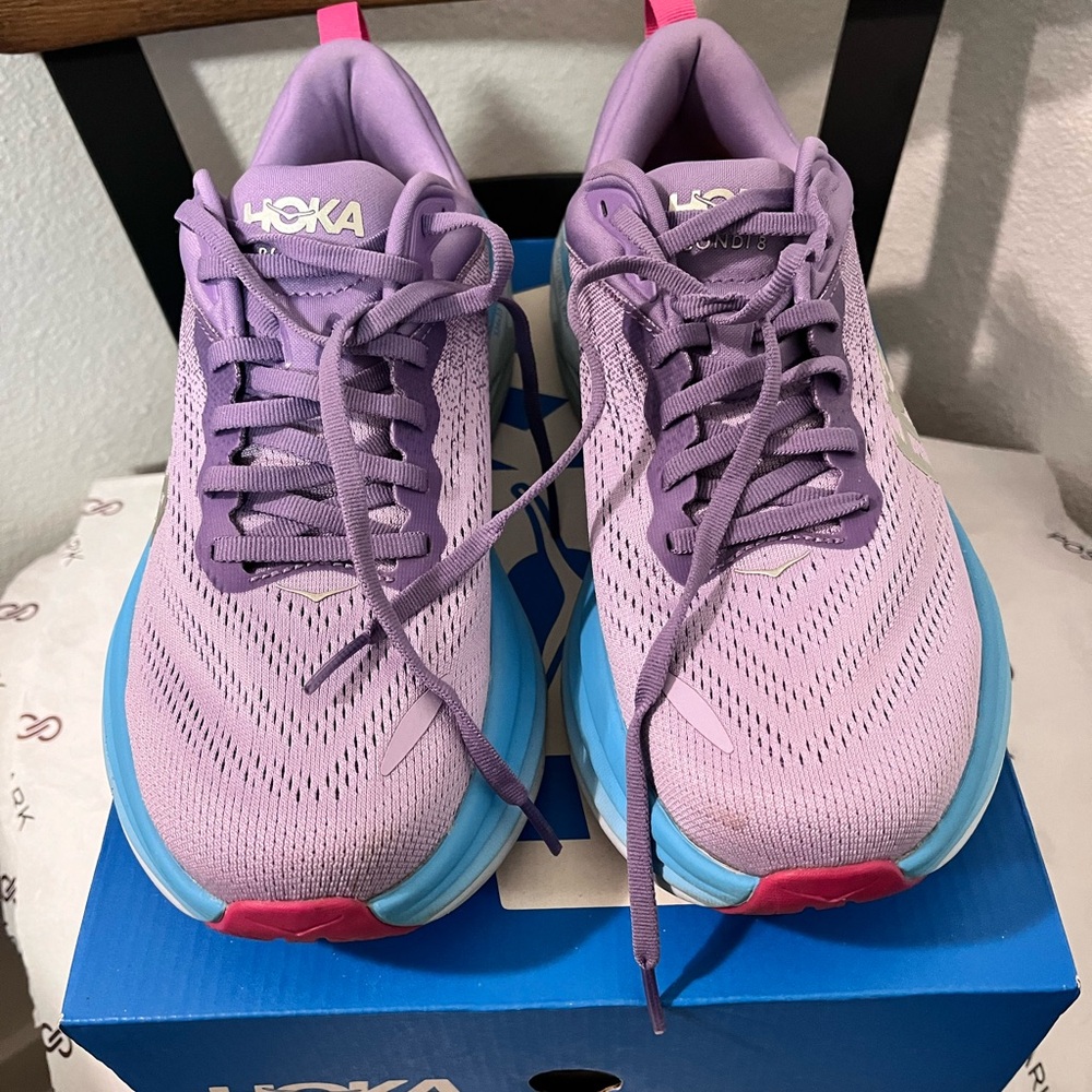 HOKA ONE ONE Bondi 8 PRE-LOVED AUTHENTIC mesh violet athletic running sneakers